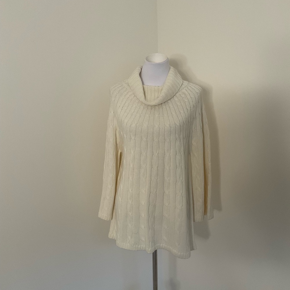NWT Alfani Women's Ivory Cowl Neck Tunic Sweater